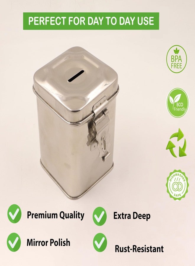 Spillbox حصالة نقود تقليدية مصنوعة يدويًا من الفولاذ المقاوم للصدأ من Spillbox | صندوق نقود | حصالة عملات معدنية | وعاء نقود | صندوق لجمع العملات المعدنية | خزنة عملات | موفر للعملات - حصالة نقود من الفولاذ المقاوم للصدأ (صغيرة) - Image 5